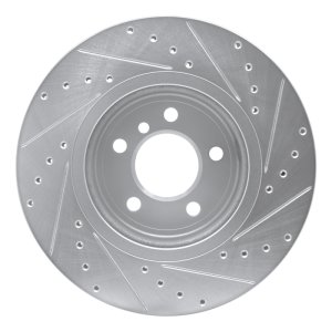 BMW 528I xDrive Brake Rotor (1) - Front Left - R1 Concepts - Drilled & Slotted - Silver - `11-`16